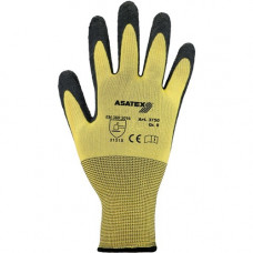 Handschoen maat 7 geel/zwart EN 388 PSA-categorie II nylon met natuurlatex ASATE