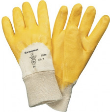 Handschoen lip maat 7 geel nitril coating EN 388 PSA-categorie II PROMAT