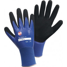 Handschoen Nitril Aqua maat 8 blauw/zwart nylon met dubbele nitril EN 388 PSA-ca