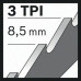 Reciprozaagblad S 1141 HM lengte 225 mm breedte 19 mm tandverdeling TPI 3 8,5 mm