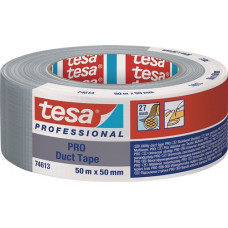 Weefseltape Duct Tape PRO 74613 matzilver lengte 50m breedte 50mm TESA