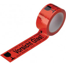 Waarschuwingstape PVC voorzichtig glas lengte 66 m, breedte 48 mm rood wiel ENVI